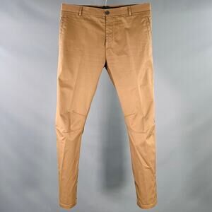 LANVIN Size 32 Khaki Cotton Ankle Zip Flat Front Dress Pants